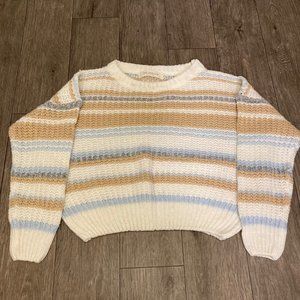 Les Soeurs Sweater Pullover Crewneck Striped Neutral Size Small Boutique Crop